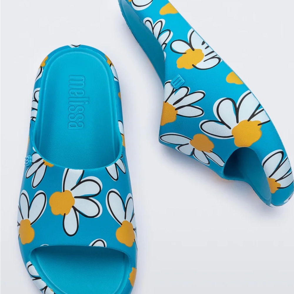 Melissa Blue Floral Slides - Picture 2 of 3